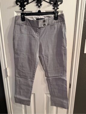 The Limited Light Gray/Blue Pinstripe Cropped Trousers